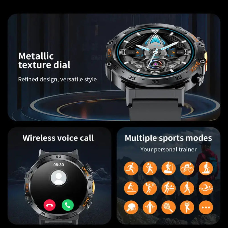 LIGE Outdoor Smartwatch – HD Screen, LED Flashlight, 290mAh Battery (6 types available) by Habicare