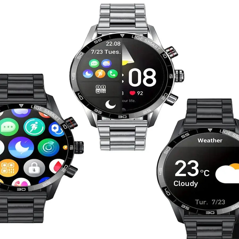 LIGE Smart Watch – 1.32" Full Touch Screen with Call Reminder, Fitness & Life Tracking (available in Black & Silver) by Habicare