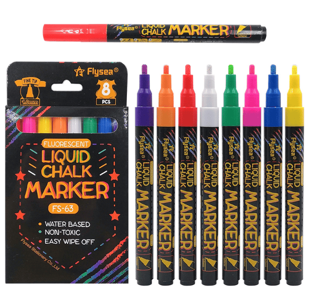 g8buynz g8buynz Liquid Chalk Markers 3mm Tip - Set of 8 Liquid Chalk Markers 3mm Tip - Set of 8