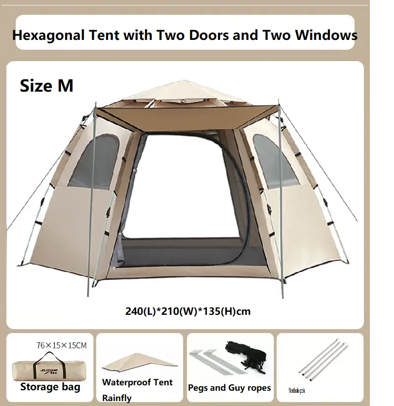 Hexagonal Camping Tent - Durable, Quick Setup JLP5467 by ECOTREK