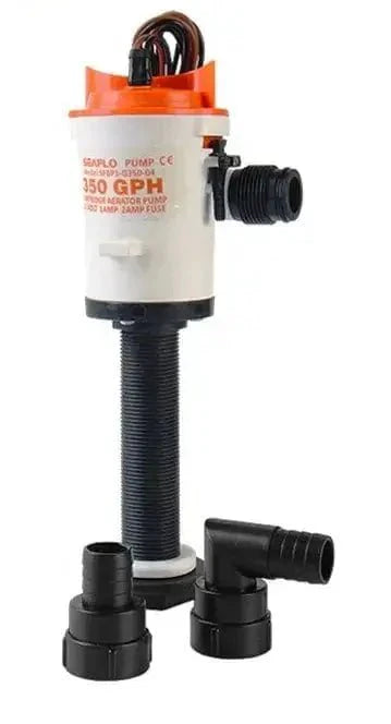 Live Bait Tank Pump 350 GPH 12 V with submersible design and easy replaceable motor components