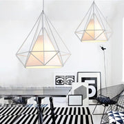 38CM Pendant Hanging Light Lampshade Metal Diamond White by salelink.co.nz