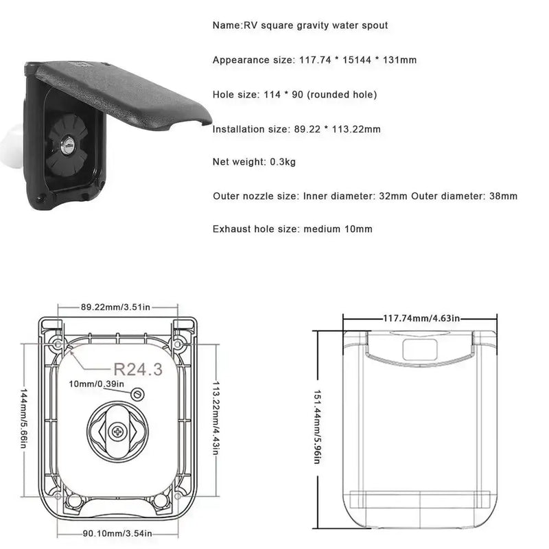Lockable RV / Caravan Gravity Water Inlet by Habicare