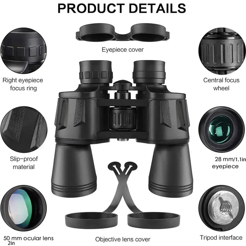 Long Range Binoculars – FMC Coated BAK4 Prism, Waterproof (910x50) by Habicare