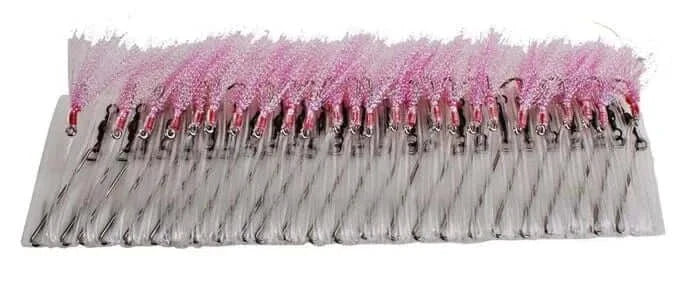 Longline Traces 25 Hooks Pink Tubed 18R pack featuring 25 pre-made fishing traces with hooks.
