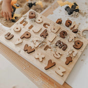 Natural Wooden Lowercase Alphabet Puzzle – QToys by Curious Moonbeam