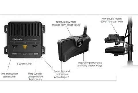 Lowrence ActiveTarget™2 kit, Includes Module And Transducer showcasing module features and improvements.