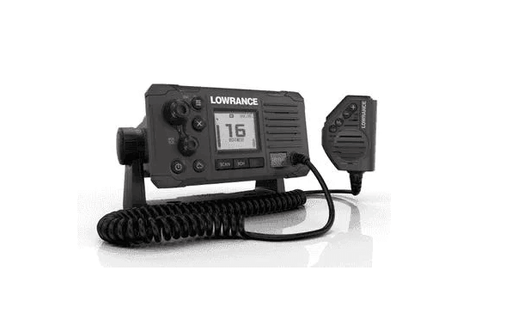 VHF marine RADIO,DSC,LINK-6S Black displayed with built-in GPS antenna and clear LCD screen.