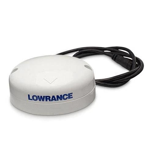 Lowrance Point-1 GPS Antenna for precise boat position and speed updates.