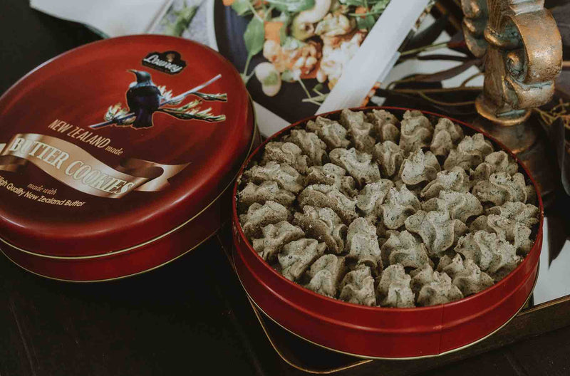 Lowrey Foods Butter Cookies Lowrey Black Sesame Butter Cookies Gift Tin | New Zealand Made Lowrey Black Sesame Butter Cookies Gift Tin | New Zealand Made