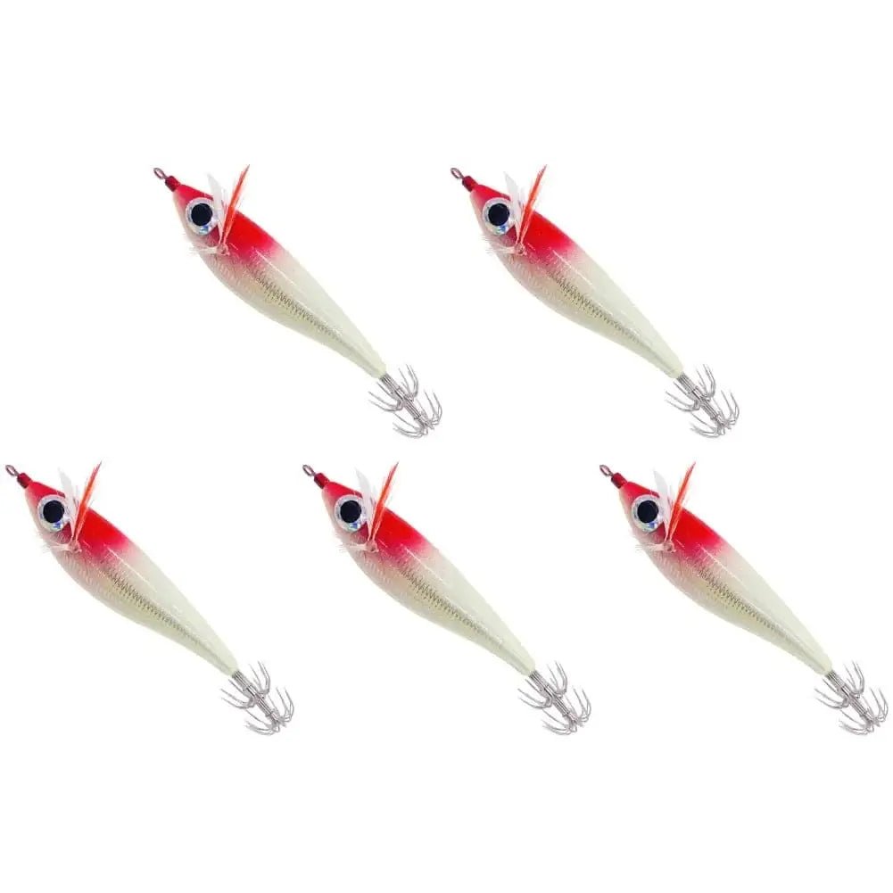 China China Red head and white b / 5pcs Luminous Fishing Lures 10cm 10g Squid Fishing Bait Fluorescent Grow in The Dark Simulation Saltwater Fishing Accessories