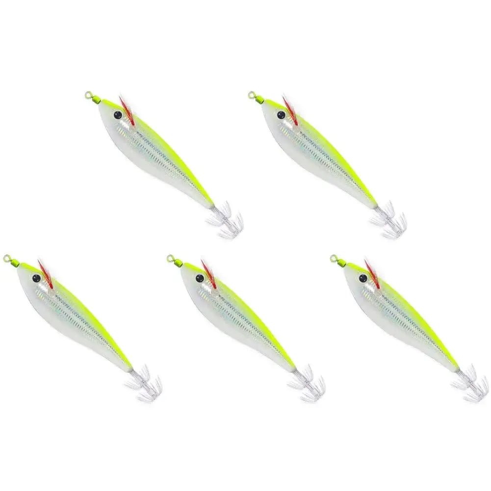 China China Green / 5pcs Luminous Fishing Lures 10cm 10g Squid Fishing Bait Fluorescent Grow in The Dark Simulation Saltwater Fishing Accessories