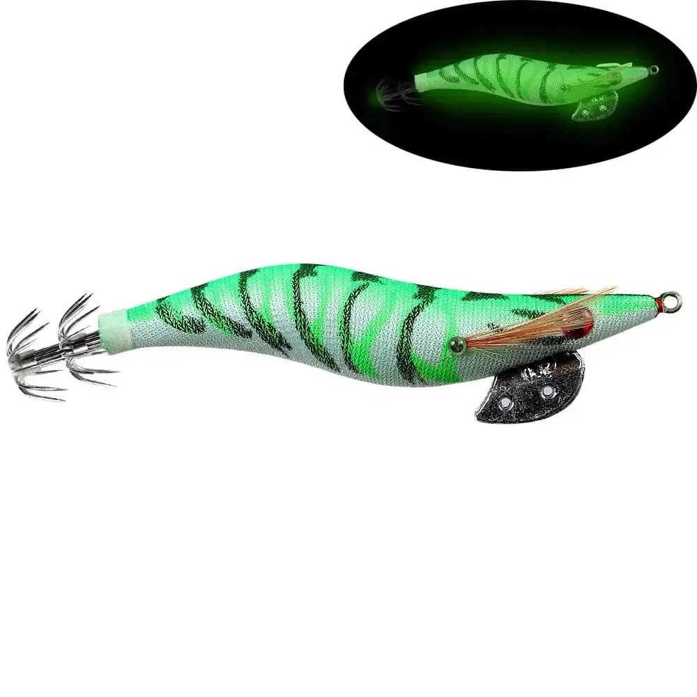 China China E / 2.0 2.0# 2.5# 3.0# Squid Jig Fishing Lures Shrimp Prawn Luminous Glow in Dark Spinner Lures Tackle for Cuttlefish