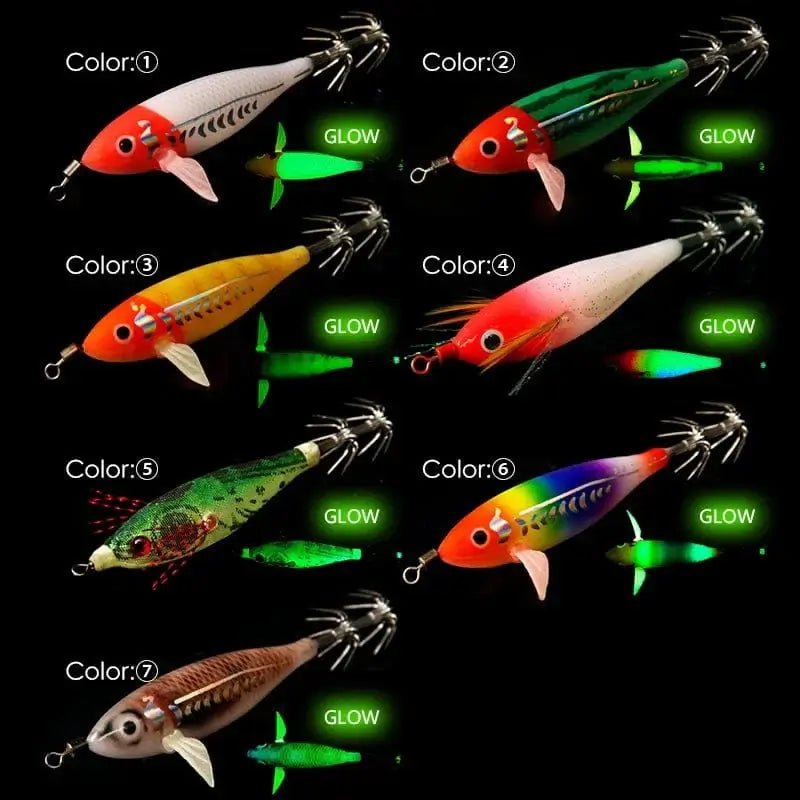 China China Luminous Squid Jig Artificial Bait Squid Fishing Lures Cuttlefish Webfoot Octopus Noctilucent Wood Shrimp Sea Fishing Lure