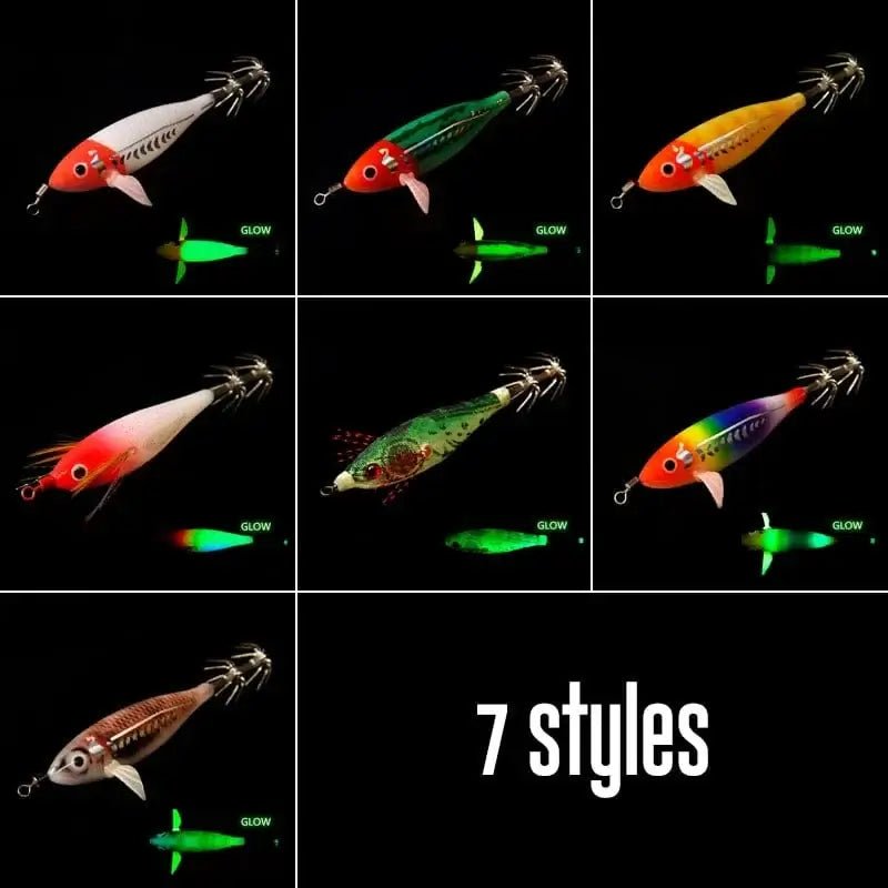 China China Luminous Squid Jig Artificial Bait Squid Fishing Lures Cuttlefish Webfoot Octopus Noctilucent Wood Shrimp Sea Fishing Lure