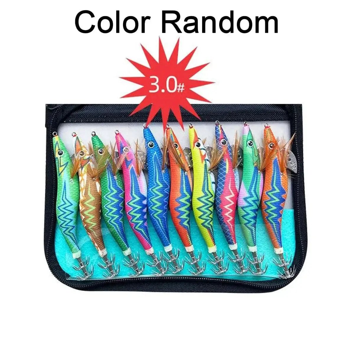 China China 3.0 10Pcs/Lot Luminous Squid Jig Hook Bait Shrimp Octopus Cuttlefish Lure Sinker Shrimp 2.5# 3.0# 3.5# Fishing Lures Lead Sinker