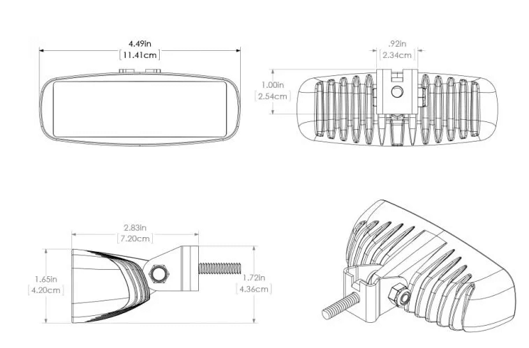 Lumitec Marine Lighting Caprera2 Bracket Mount Led Flood Light (Blk) - White/Red