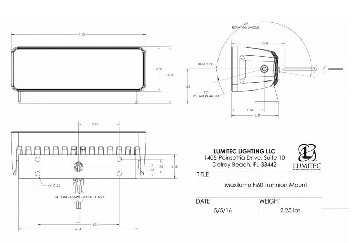 Maxillume H60 Trunnion Mount Led Flood Light - White - Action Outdoors Kiwi