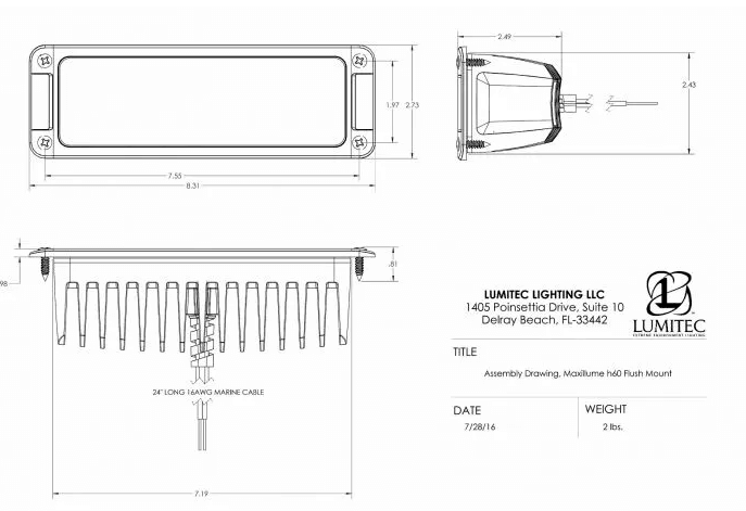 Lumitec Marine Lighting Maxillume H60 Flush Mount Led Flood Light - White