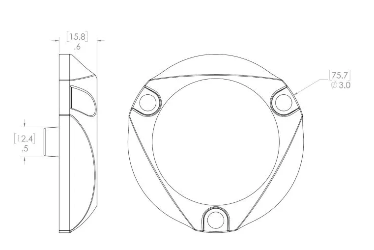 Diagram of Seablaze Mini Led Underwater Light - Spectrum showing dimensions and design details.