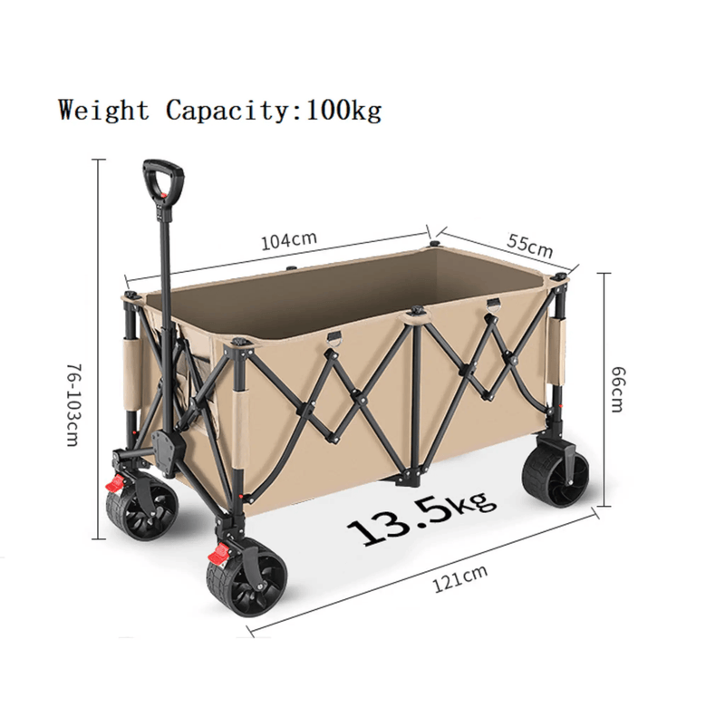 Heavy Duty Collapsible Trolley,Wagon Cart – Extra Large 260L, All-Terrain Wheels LJ1113 by ECOTREK