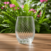 Frankly Cotton Clear Diagonal Textured Toughened Glass Tumbler 330ml by Nest & Stem Homewares