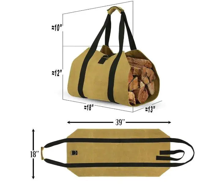Outdoor Firewood Tote Bag - Durable 600D Oxford Canvas Storage Carrier for Camping & Home by Mead's Supply & Equipment Outfitters limited