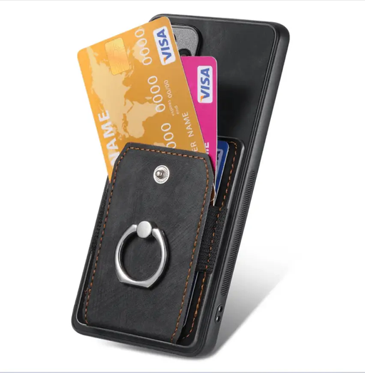 Magnetic Card Holder with Ring – Black by techplus