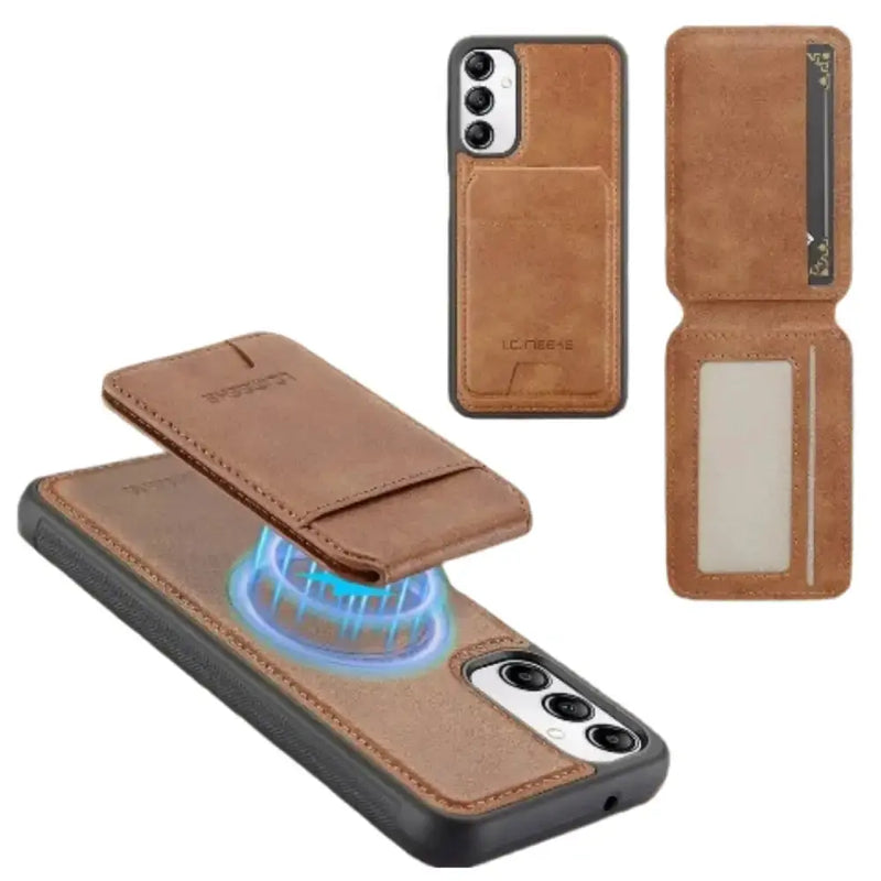 Leather Wallet Case for Samsung S/A Series (Brown) by Habicare