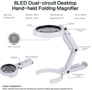 g8buynz 2in1 Hand-held Folding Magnifier with 8 LED 5X 11X Lighted USB Charging 2in1 Hand-held Folding Magnifier with 8 LED 5X 11X Lighted USB Charging
