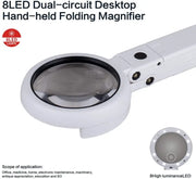 g8buynz 2in1 Hand-held Folding Magnifier with 8 LED 5X 11X Lighted USB Charging 2in1 Hand-held Folding Magnifier with 8 LED 5X 11X Lighted USB Charging