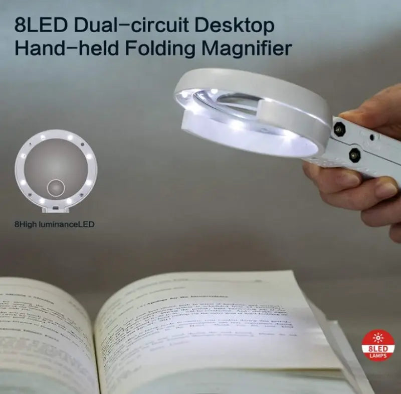g8buynz 2in1 Hand-held Folding Magnifier with 8 LED 5X 11X Lighted USB Charging 2in1 Hand-held Folding Magnifier with 8 LED 5X 11X Lighted USB Charging