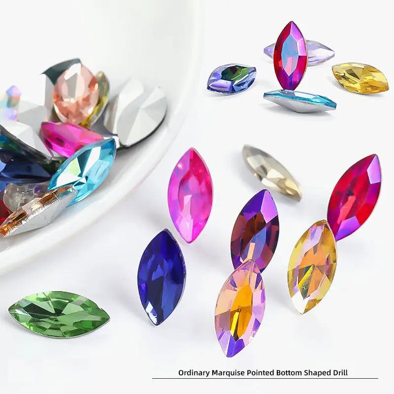Irregular Glass Crystal Rhinestones Marquise-Shaped Jewelry Embelishment with Plated Back for Craft Decor Jewelry Making by Resin Art NZ