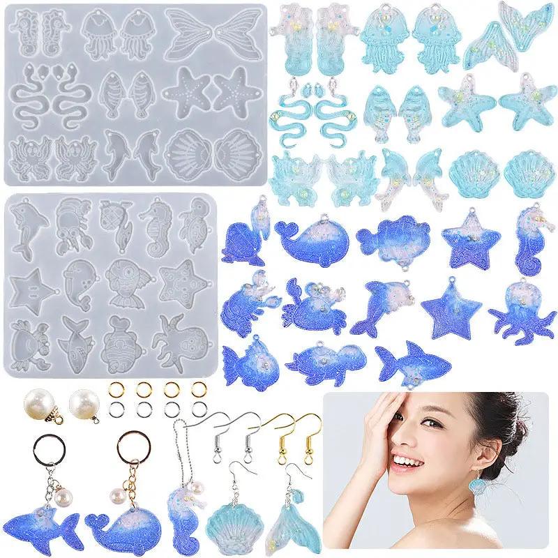 Ocean-Themed Resin Earring Pendant Silicone Moulds, Jellyfish, Seashell, Marine Animal Moulds by Resin Art NZ