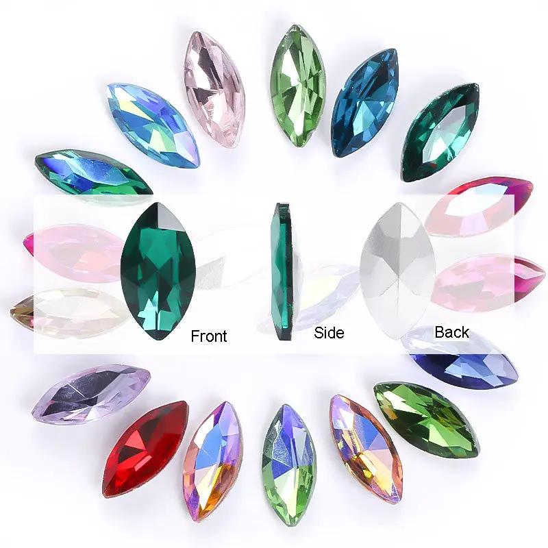 Irregular Glass Crystal Rhinestones Marquise-Shaped Jewelry Embelishment with Plated Back for Craft Decor Jewelry Making by Resin Art NZ