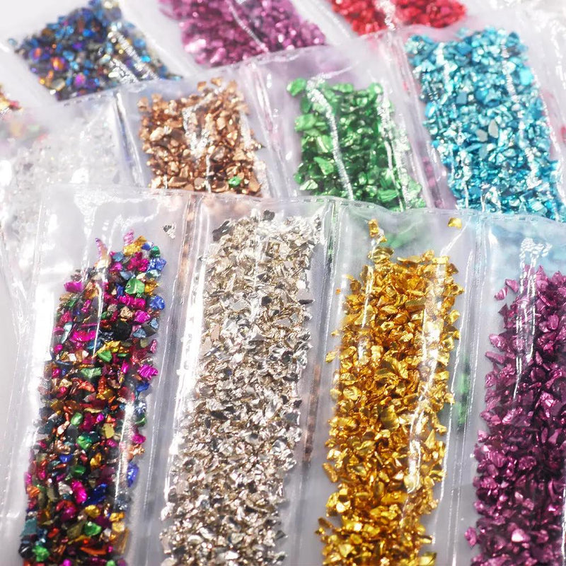 Crushed Glass - 6 piece Set- Metallic Mix by Resin Art NZ
