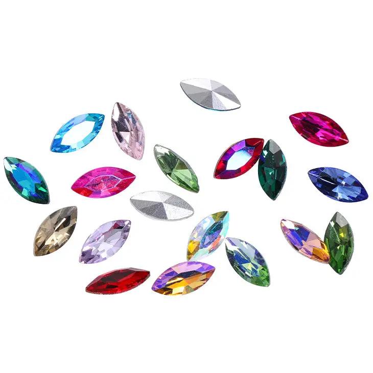 Irregular Glass Crystal Rhinestones Marquise-Shaped Jewelry Embelishment with Plated Back for Craft Decor Jewelry Making by Resin Art NZ