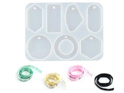 Set of Hanging Hole Pendant Silicone Mould Plus Ribbon by Resin Art NZ