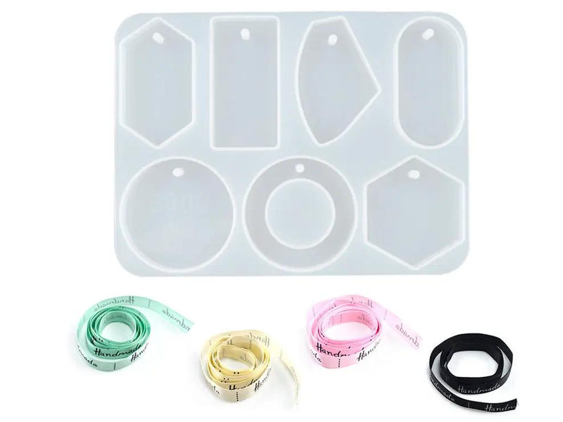 Set of Hanging Hole Pendant Silicone Mould Plus Ribbon by Resin Art NZ