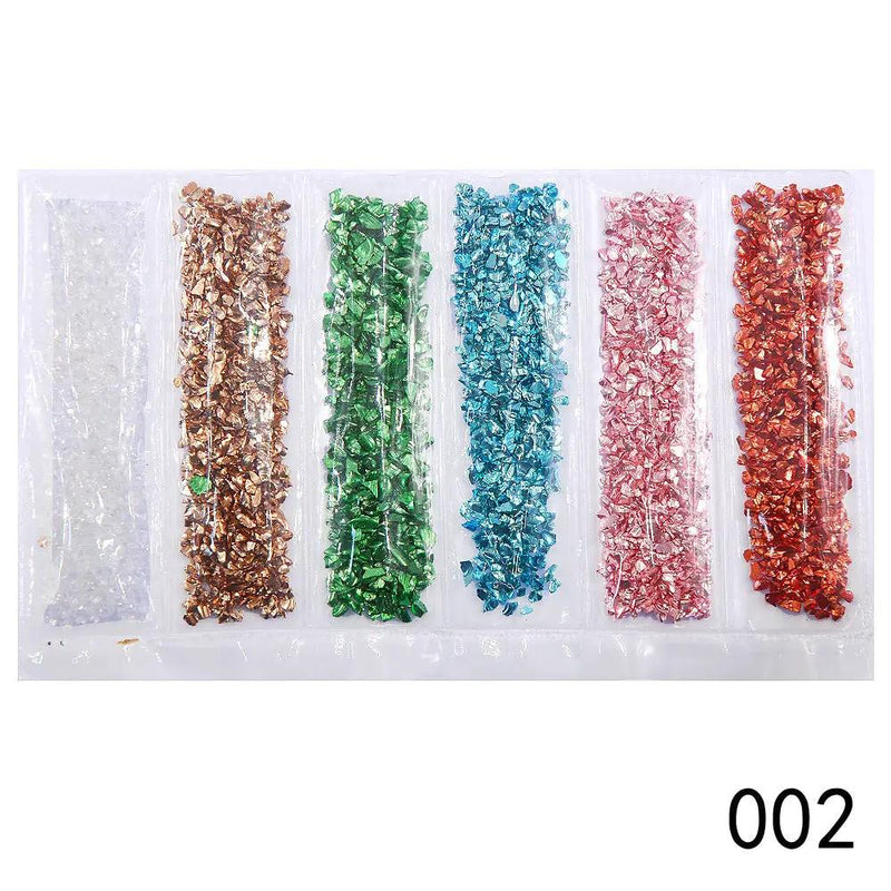 Crushed Glass - 6 piece Set- Metallic Mix by Resin Art NZ