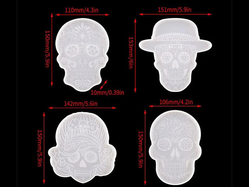 Coaster Moulds - Skull by Resin Art NZ