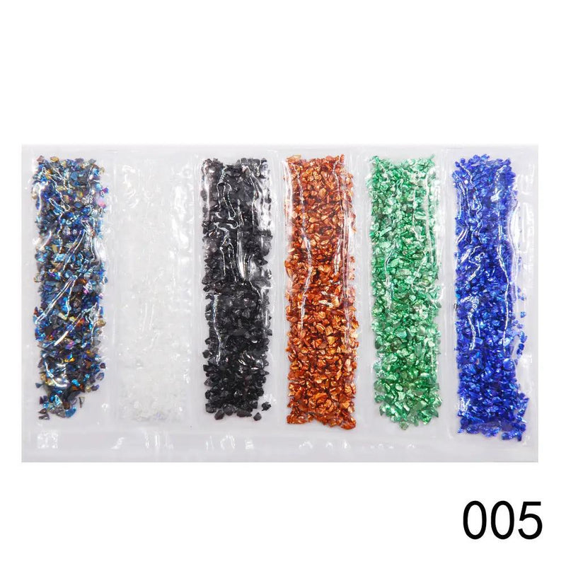 Crushed Glass - 6 piece Set- Metallic Mix by Resin Art NZ