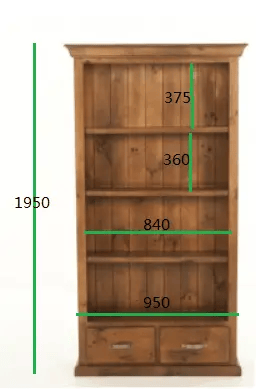 BroDeals Bookcases & Standing Shelves Felton Bookcase with 2 Bottom Drawers - 1960x1040mm Felton Bookcase with 2 Bottom Drawers - 1960x1040mm