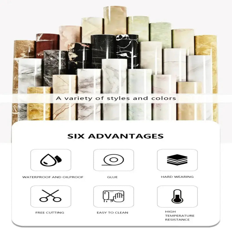 Marble Waterproof & Oil-Proof Wall Paper (40cm) (12 designs available) by Habicare