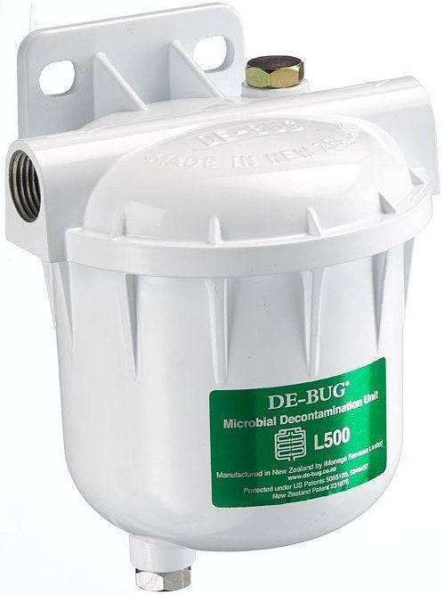 De-Bug Fuel Filter Clean Fuel Unit L500 installed for diesel and marine diesel applications.