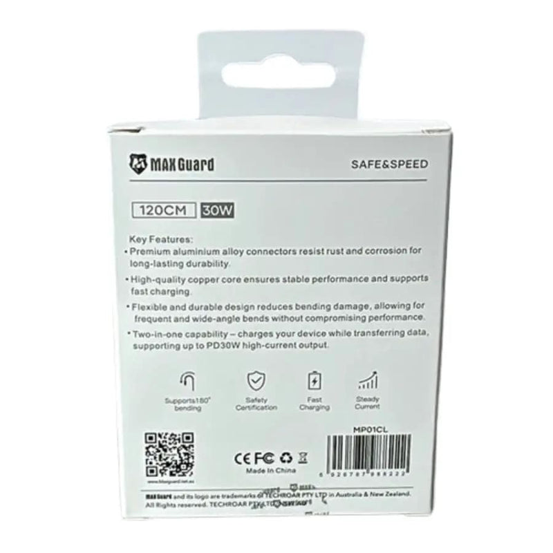9eight5 Accessories Maxguard 1.2m 30W Type-C to Lightning Cable MP01CL MaxGuard 1.2m 30W USB C To Lightning Cable MP01CL PD