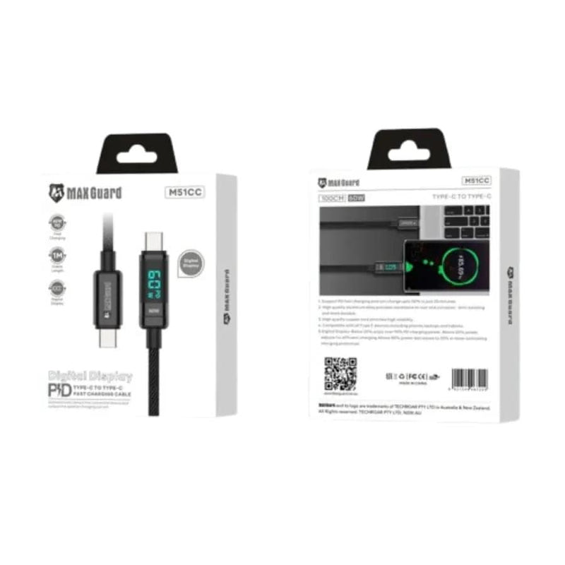 9eight5 Accessories Maxguard 1m 60W Type-C to C Cable M51CC MaxGuard 1m 60W Type C to Type C Cable PD Display