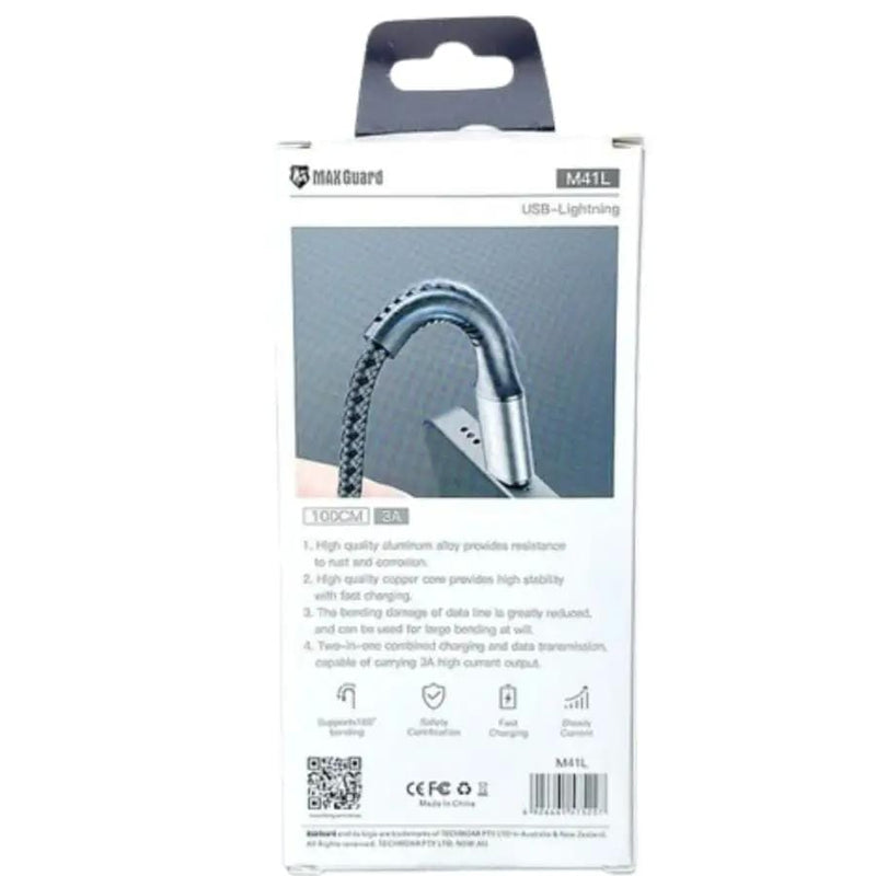 9eight5 Accessories Maxguard 1m USB-A to Lightning cable M41L Maxguard 1M USB A To Lightning Cable M41L Fast Charge