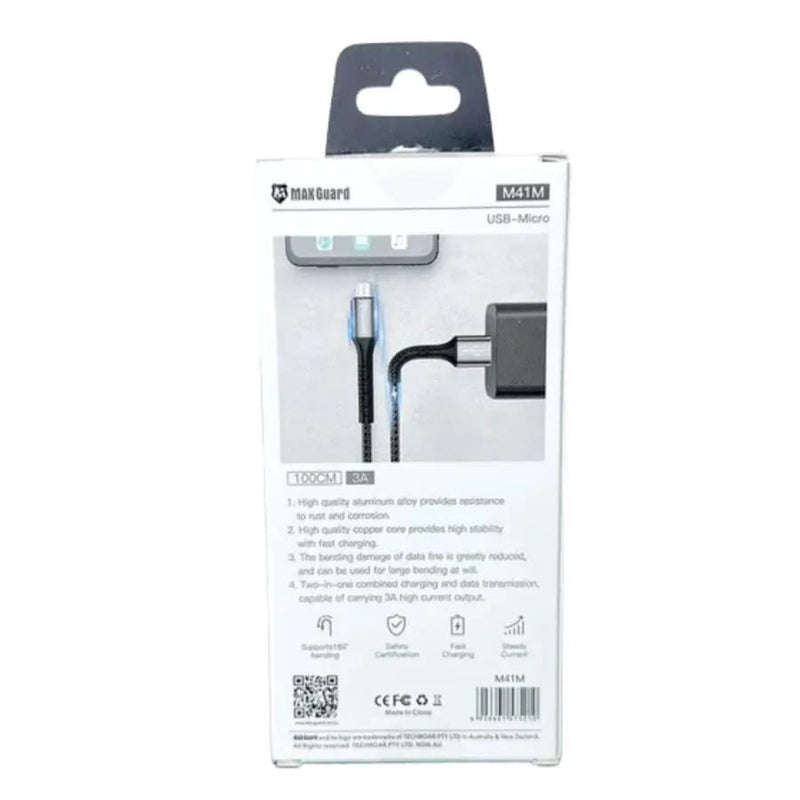 9eight5 Accessories Maxguard 1m USB-A to Micro cable M41M Maxguard 1m Braided USB A to Micro USB Cable M41M