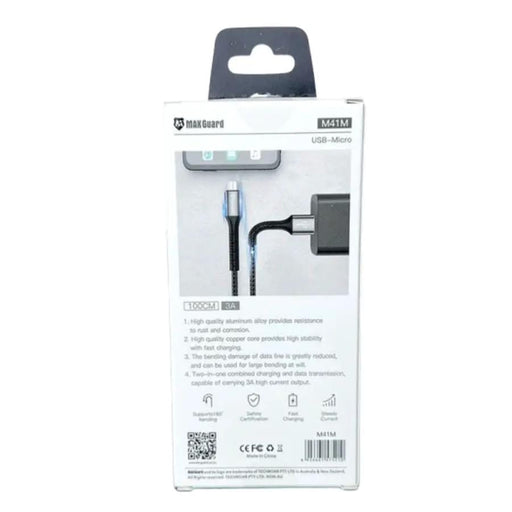 9eight5 Accessories Maxguard 1m USB-A to Micro cable M41M Maxguard 1m Braided USB A to Micro USB Cable M41M
